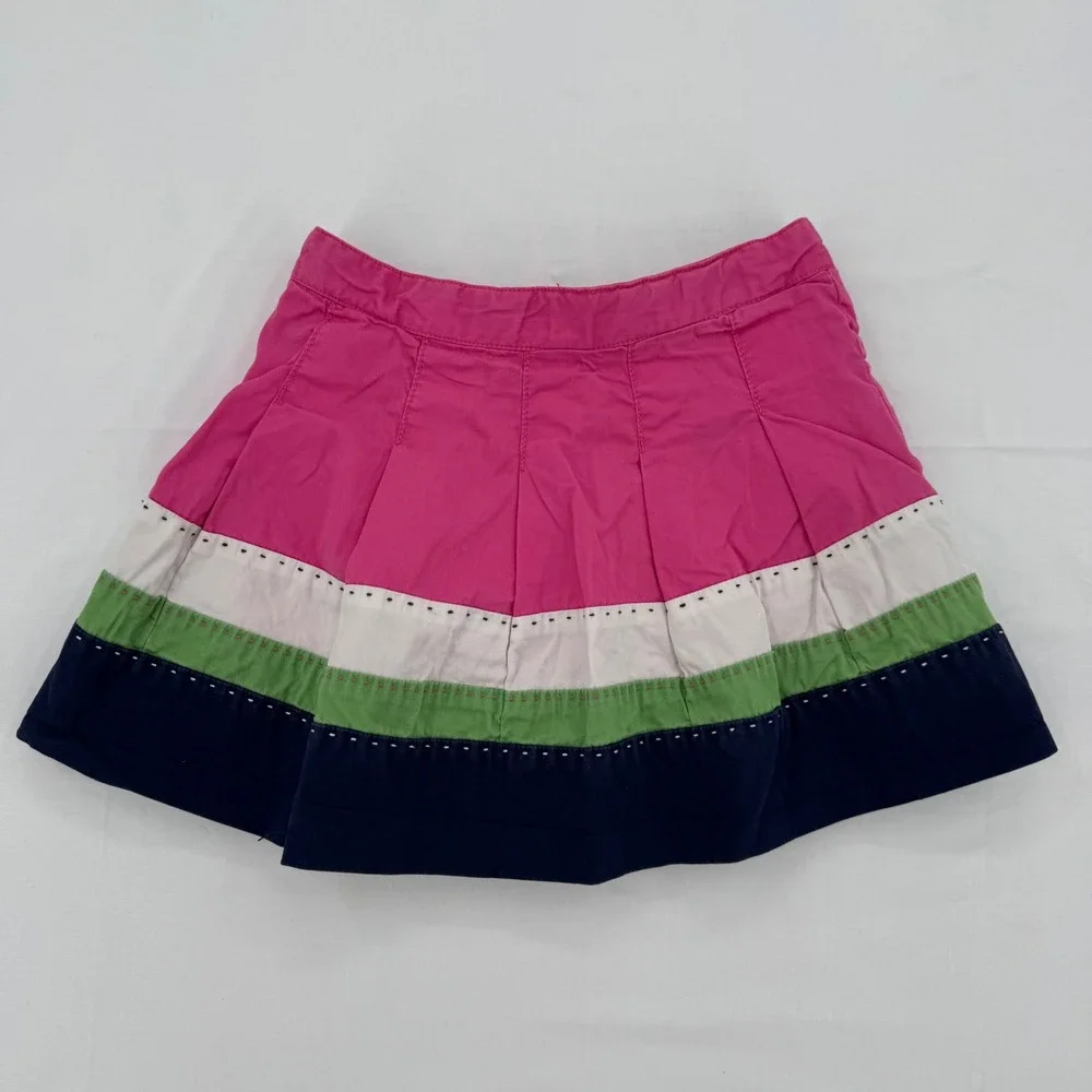 Gymboree Girls Pink Colorblock Pleated Skort Size 6 2000s Cotton Twill Skirt